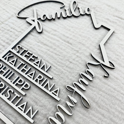 Familie Namensschild | Personalisierbares Geschenk zum Einzug - LaserArt Germany