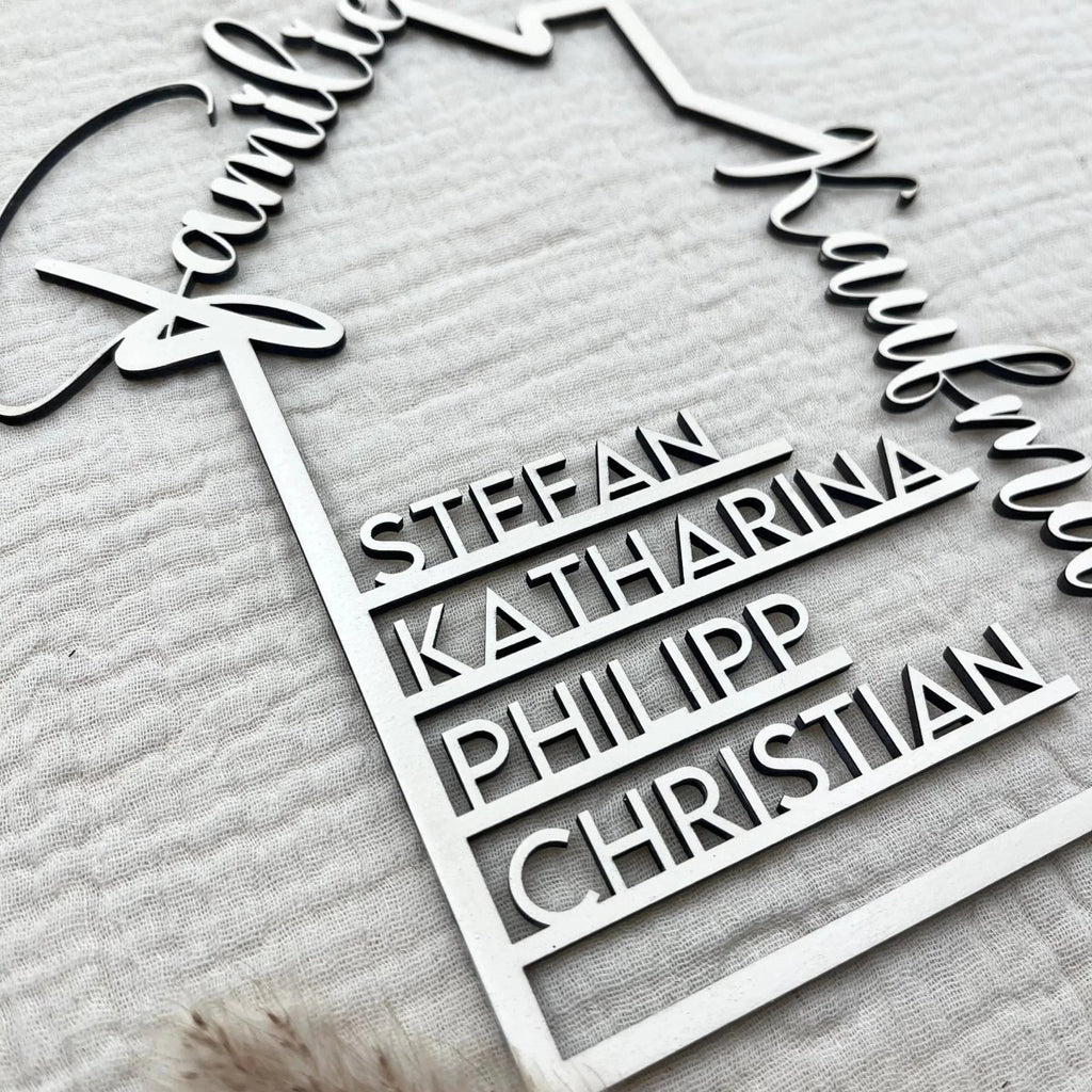 Familie Namensschild | Personalisierbares Geschenk zum Einzug - LaserArt Germany