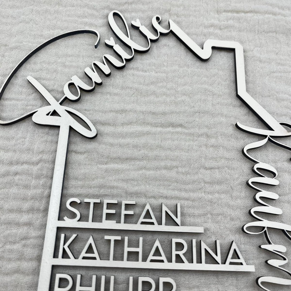Familie Namensschild | Personalisierbares Geschenk zum Einzug - LaserArt Germany