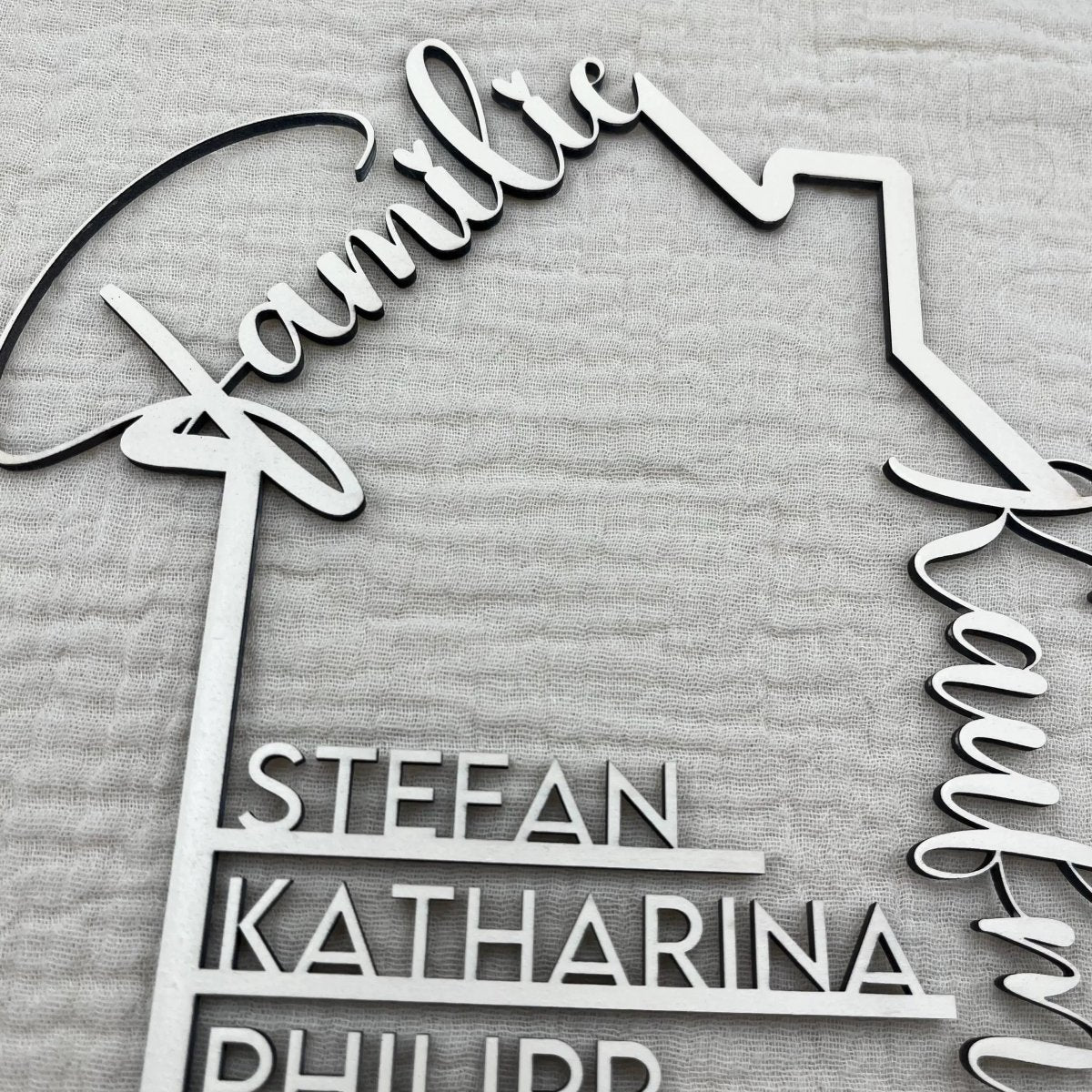 Familie Namensschild | Personalisierbares Geschenk zum Einzug - LaserArt Germany