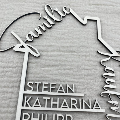 Familie Namensschild | Personalisierbares Geschenk zum Einzug - LaserArt Germany