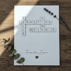 Scrabble Geschenk Familie aus Holz personalisiert – Aufbewahrungsbeutel