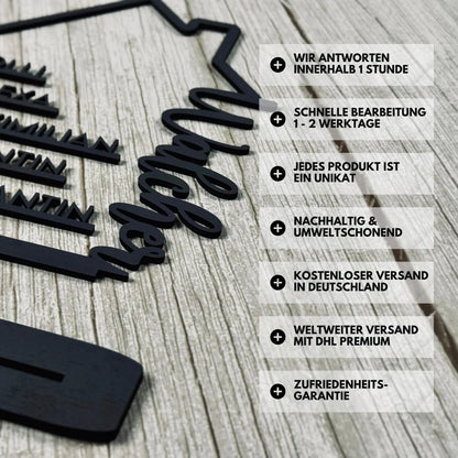 Familienschild aus Holz personalisiert | Geschenk für Einzug, Hochzeit & Familie - LaserArt Germany