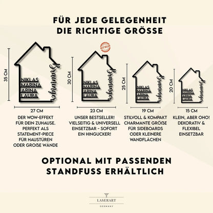 Familienschild aus Holz personalisiert | Geschenk für Einzug, Hochzeit & Familie - LaserArt Germany