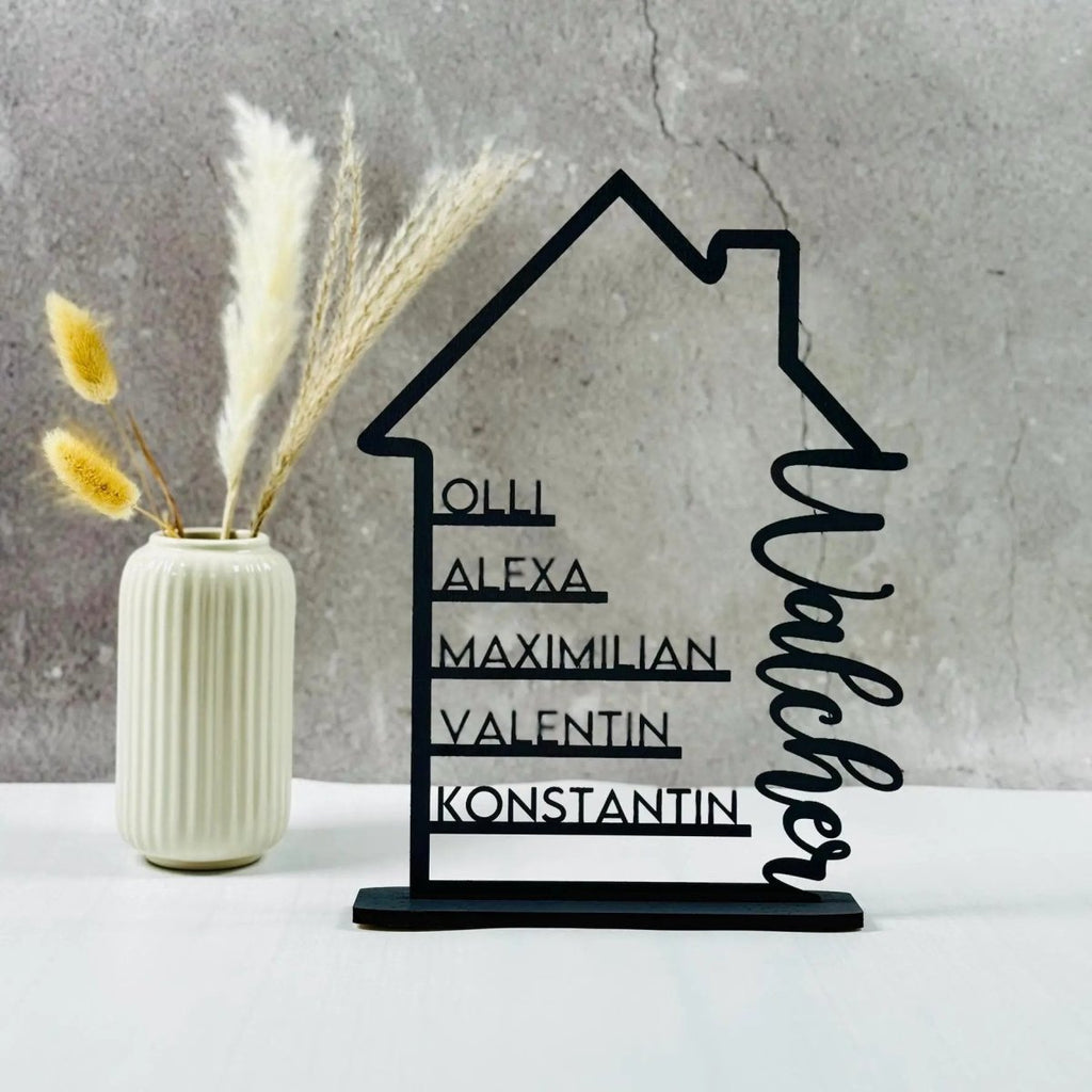 Familienschild aus Holz personalisiert | Geschenk für Einzug, Hochzeit & Familie - LaserArt Germany