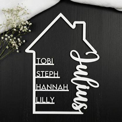 Familienschild aus Holz personalisiert | Geschenk für Einzug, Hochzeit & Familie - LaserArt Germany
