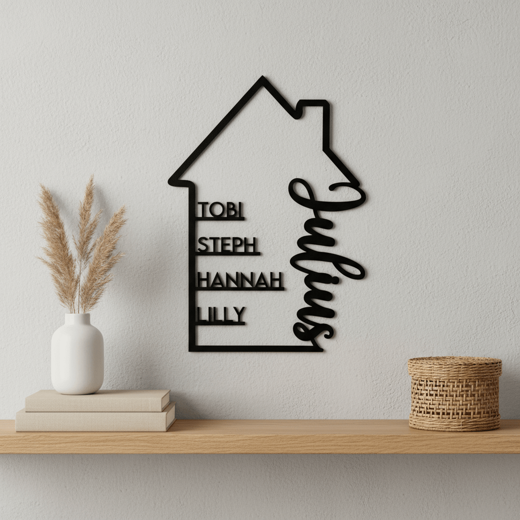 Familienschild aus Holz personalisiert | Geschenk für Einzug, Hochzeit & Familie - LaserArt Germany