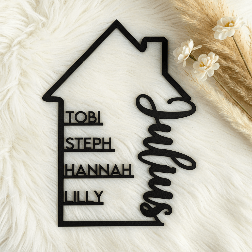 Familienschild aus Holz personalisiert | Geschenk für Einzug, Hochzeit & Familie - LaserArt Germany
