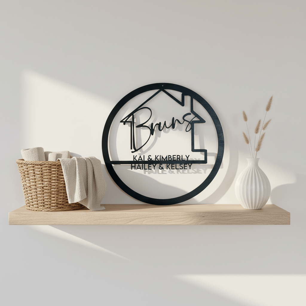 Familienschild aus Holz personalisiert | Türkranz & Wanddeko für Zuhause - LaserArt Germany