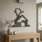 Familienschild in Hausform zum Einzug | Holz - LaserArt Germany