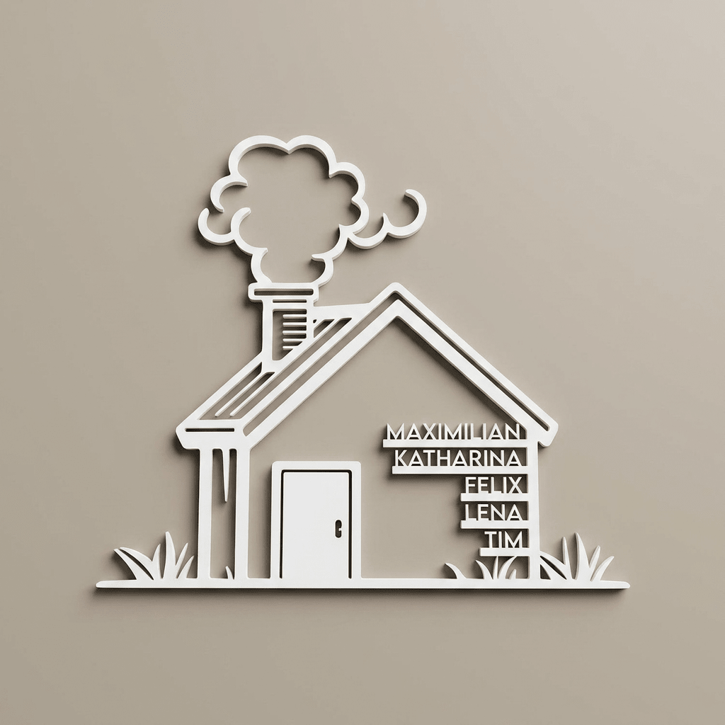 Familienschild in Hausform zum Einzug | Holz - LaserArt Germany