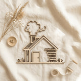 Familienschild in Hausform zum Einzug | Holz - LaserArt Germany
