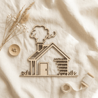 Familienschild in Hausform zum Einzug | Holz - LaserArt Germany