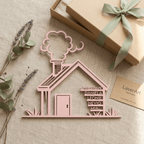 Familienschild in Hausform zum Einzug | Holz - LaserArt Germany