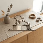 Familienschild in Hausform zum Einzug | Holz - LaserArt Germany