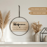 Familienschild personalisiert aus Holz und Metall | Türkranz Familienschild - LaserArt Germany