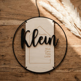 Familienschild personalisiert aus Holz und Metall | Türschild Familie - LaserArt Germany
