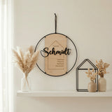 Familienschild personalisiert aus Holz und Metall | Türschild Familie - LaserArt Germany