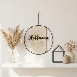 Familienschild personalisiert aus Holz und Metall | Türschild Familie - LaserArt Germany