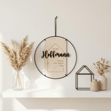 Familienschild personalisiert aus Holz und Metall | Türschild Familie - LaserArt Germany