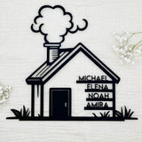 Familienschild personalisiert in Hausform | Geschenk zum Einzug - LaserArt Germany