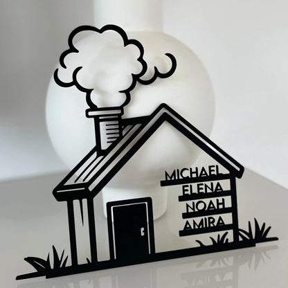 Familienschild personalisiert in Hausform | Geschenk zum Einzug - LaserArt Germany