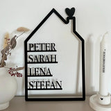 Familienschild personalisiert mit Vornamen aller Familienmitglieder - LaserArt Germany