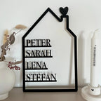 Familienschild personalisiert mit Vornamen aller Familienmitglieder - LaserArt Germany