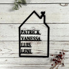 Familienschild personalisiert mit Vornamen aller Familienmitglieder - LaserArt Germany