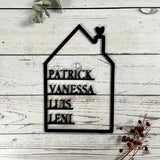 Familienschild personalisiert mit Vornamen aller Familienmitglieder - LaserArt Germany