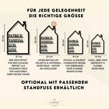 Familienschild personalisiert mit Vornamen aller Familienmitglieder - LaserArt Germany