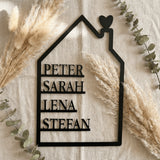 Familienschild personalisiert mit Vornamen aller Familienmitglieder - LaserArt Germany
