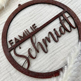 Familienschild | Türschild | Personalisiertes Türkranz mit Name - LaserArt Germany