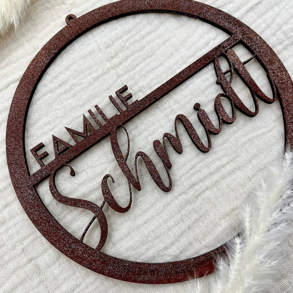 Familienschild | Türschild | Personalisiertes Türkranz mit Name - LaserArt Germany
