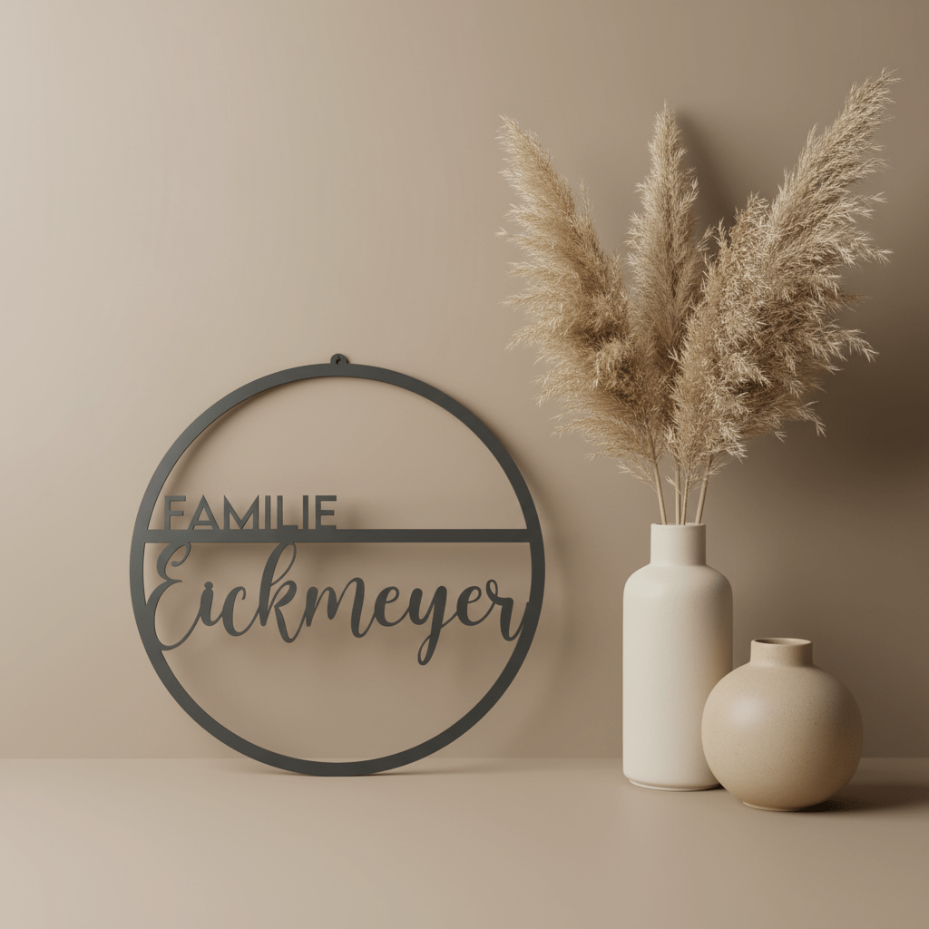 Familienschild | Türschild | Personalisiertes Türkranz mit Name - LaserArt Germany