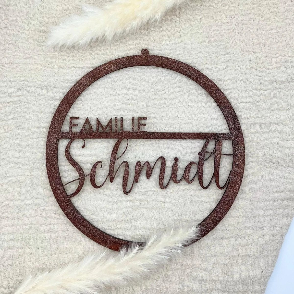 Familienschild | Türschild | Personalisiertes Türkranz mit Name - LaserArt Germany