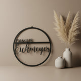 Familienschild | Türschild | Personalisiertes Türkranz mit Name - LaserArt Germany