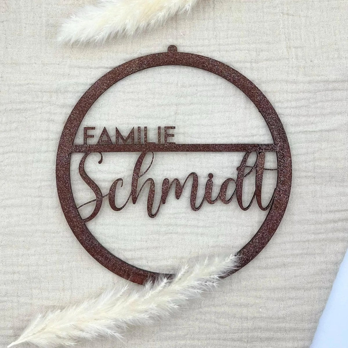 Familienschild | Türschild | Personalisiertes Türkranz mit Name - LaserArt Germany