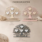 Farbvarianten des Familienstammbaums in Natur, Pastellrosa und Anthrazit