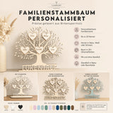 Familienstammbaum aus Holz | personalisiert mit Namen - LaserArt Germany