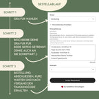 Bestellablauf in drei Schritten: Gravur wählen, Text angeben, bestellen