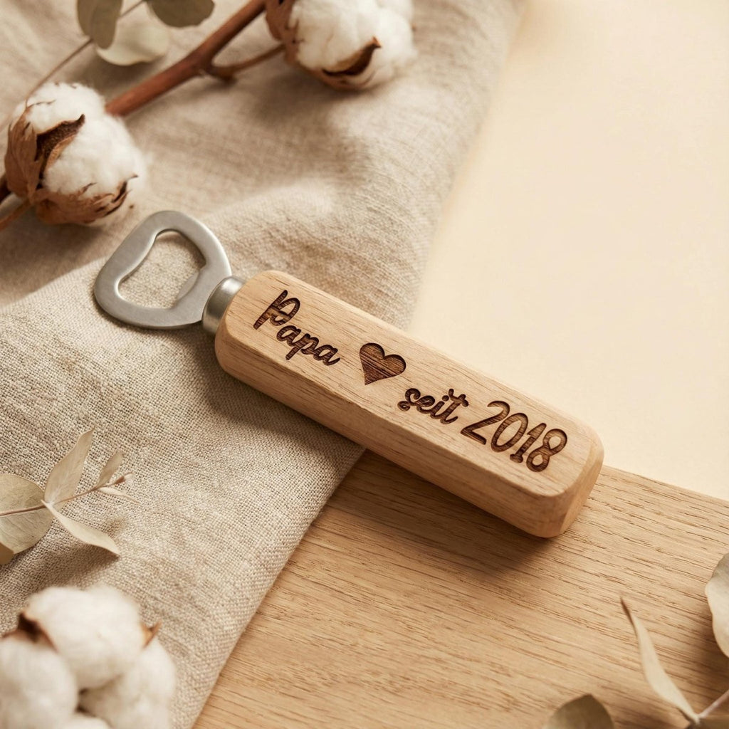 Flaschenöffner Papa personalisiert – Geschenk für Papa aus Holz mit Gravur - LaserArt Germany