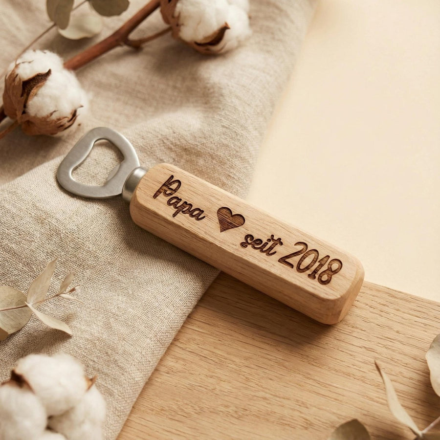 Flaschenöffner Papa personalisiert – Geschenk für Papa aus Holz mit Gravur - LaserArt Germany