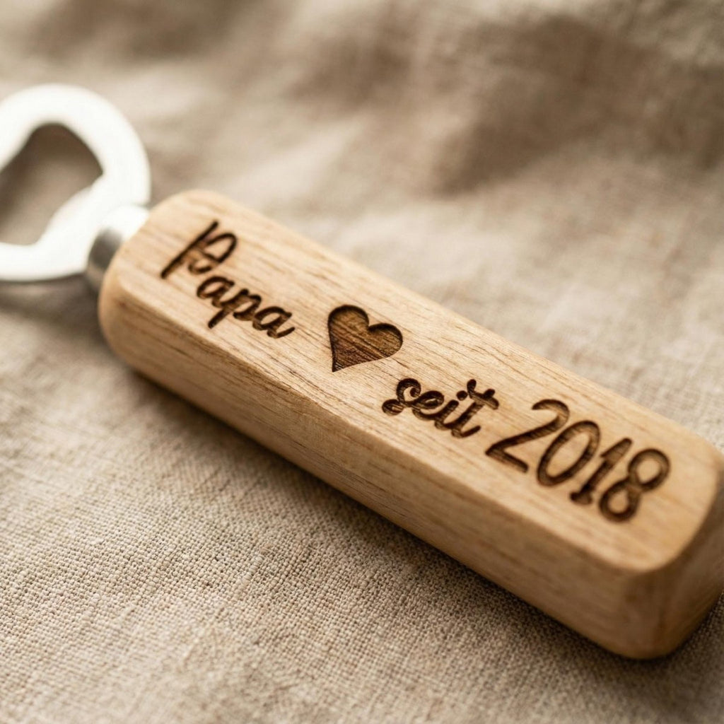 Flaschenöffner Papa personalisiert – Geschenk für Papa aus Holz mit Gravur - LaserArt Germany