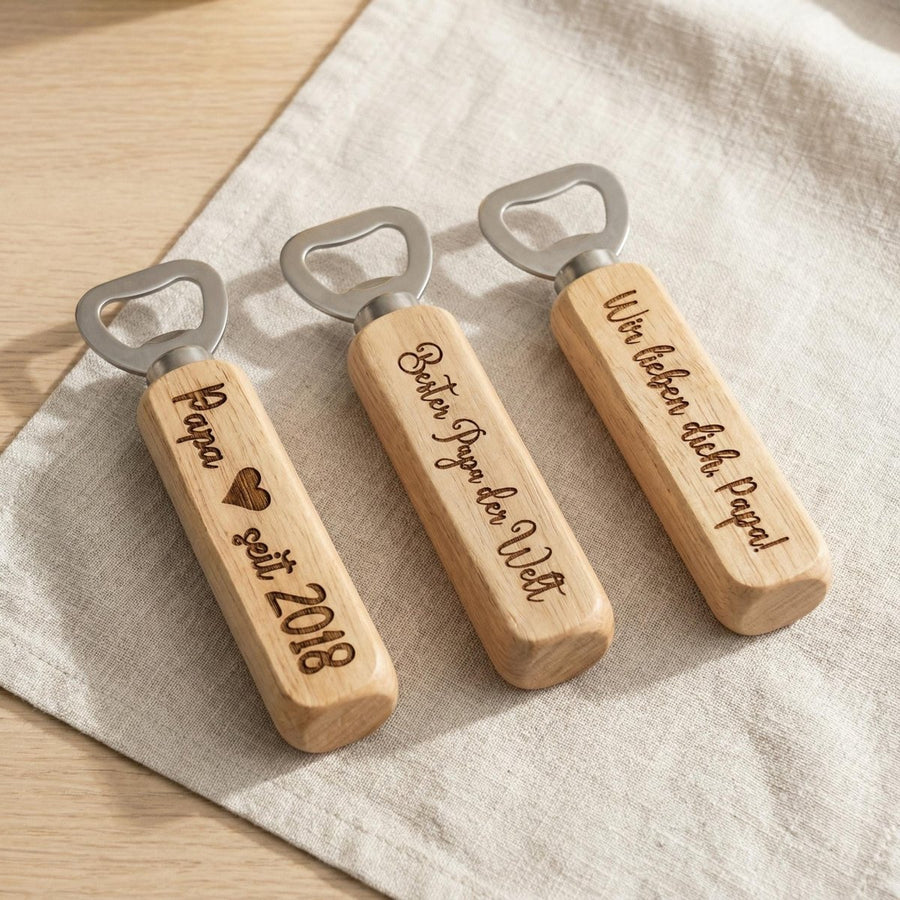 Flaschenöffner Papa personalisiert – Geschenk für Papa aus Holz mit Gravur - LaserArt Germany