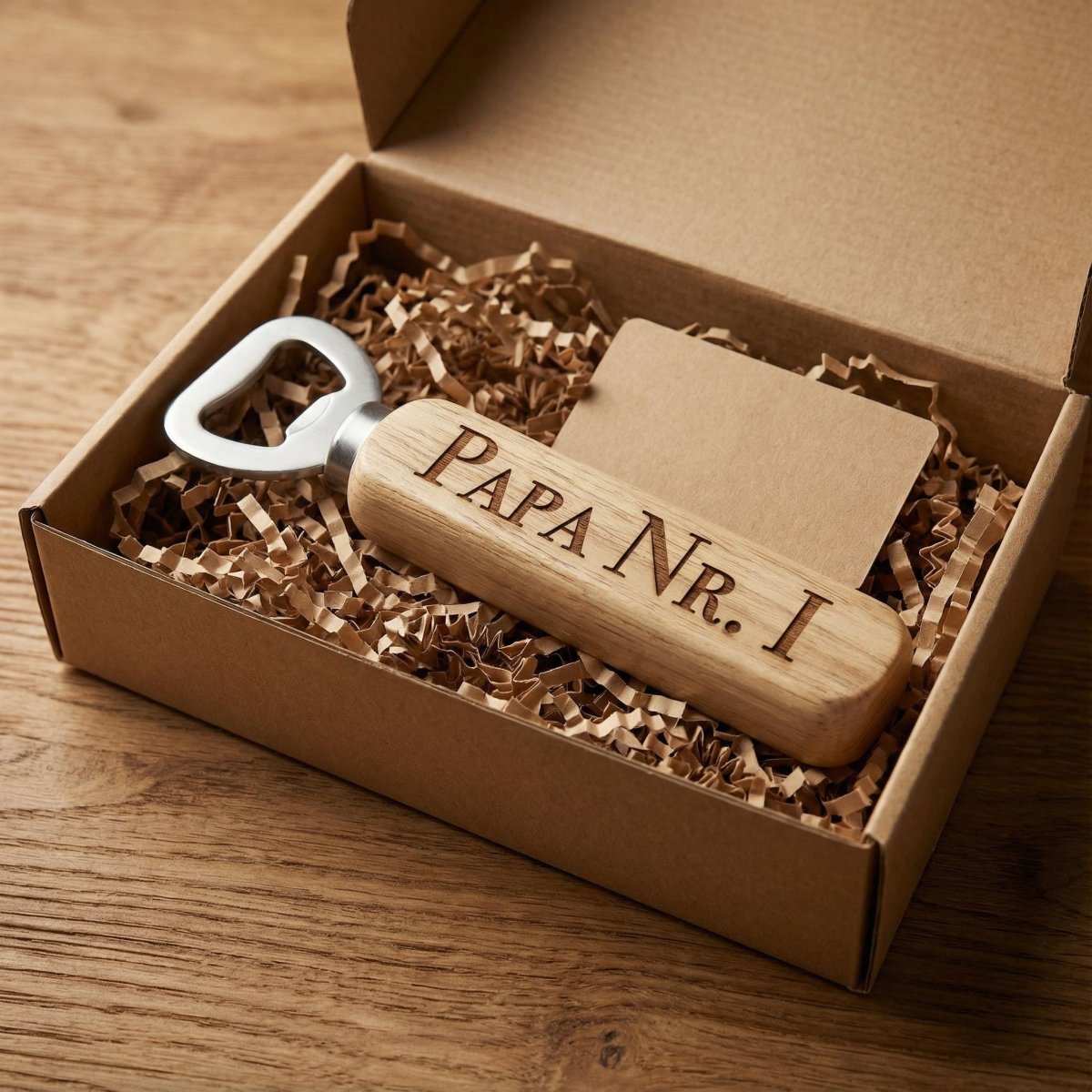 Flaschenöffner Vatertag personalisiert – Vatertagsgeschenk für Papa aus Holz - LaserArt Germany