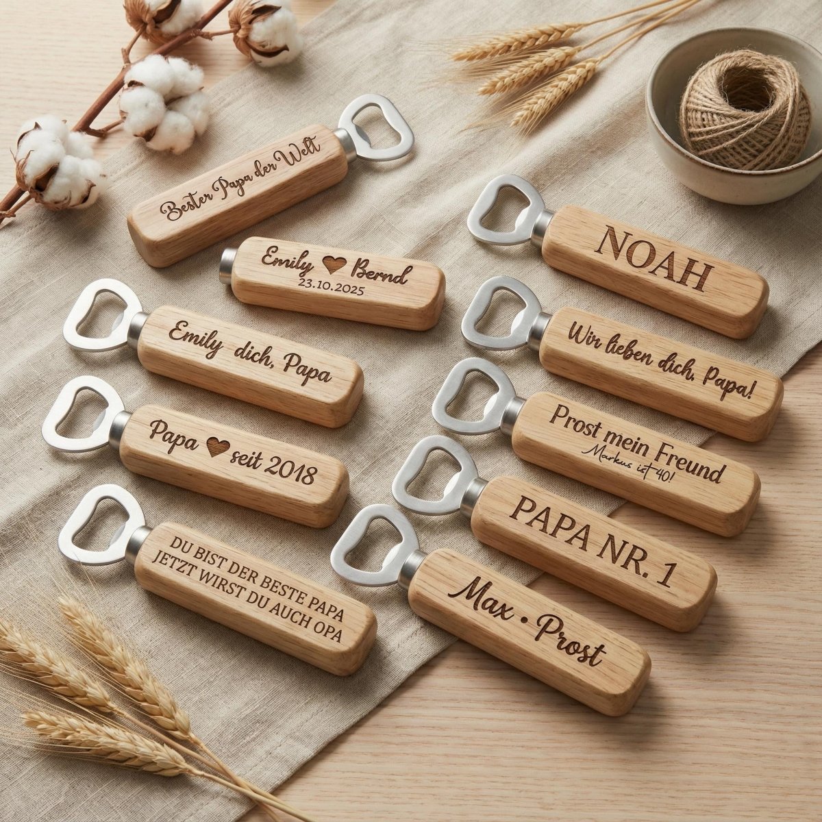 Flaschenöffner Weihnachten personalisiert – Frontalansicht mit Weihnachtsmotiv graviert
