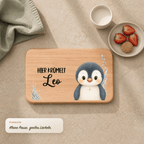 Frühstücksbrettchen mit Pinguin-Motiv und personalisiertem Namen