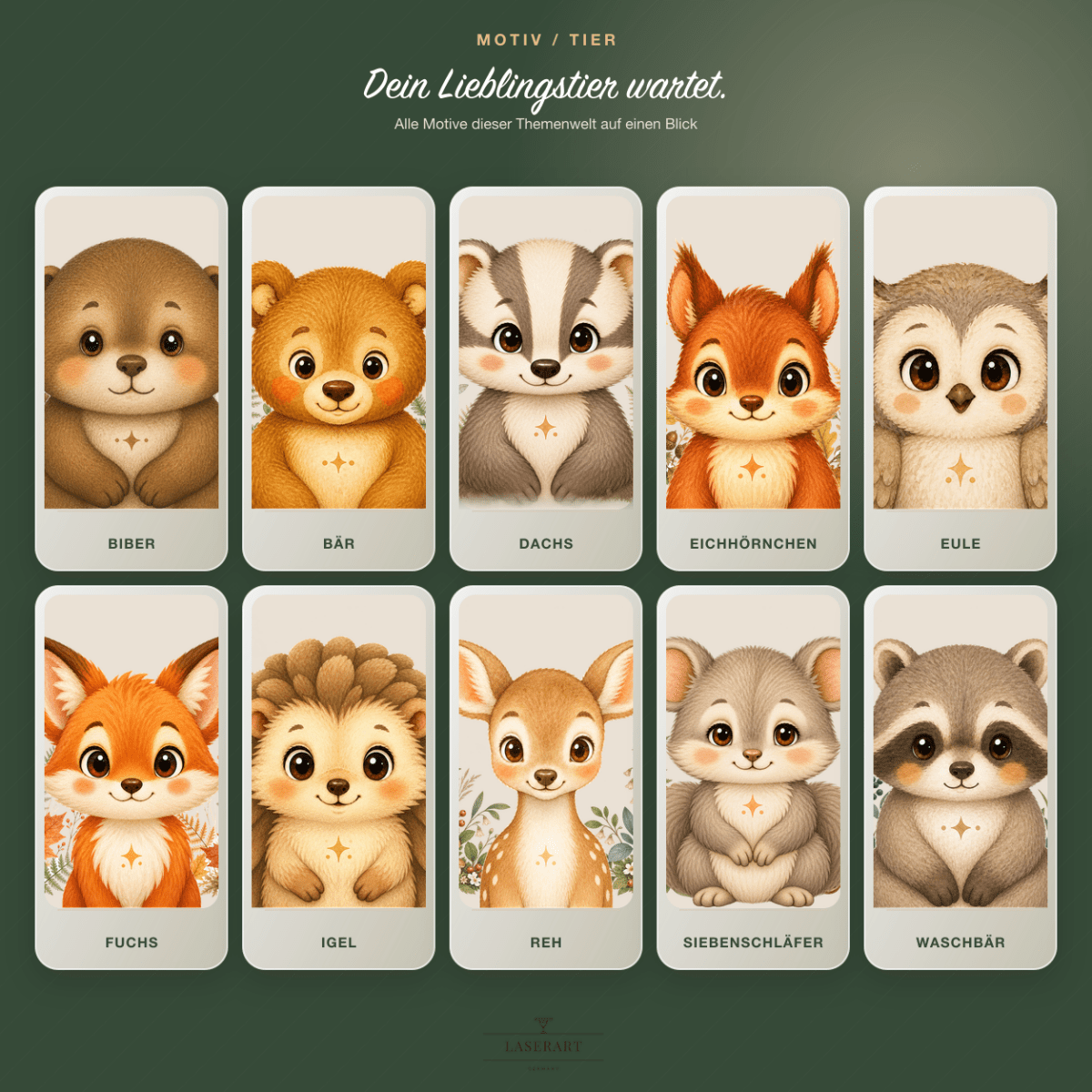 Tiermotive der Themenwelt Waldtiere zur Auswahl