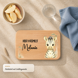 Frühstücksbrettchen Safari & Savanne mit Zebra-Motiv und personalisiertem Namen